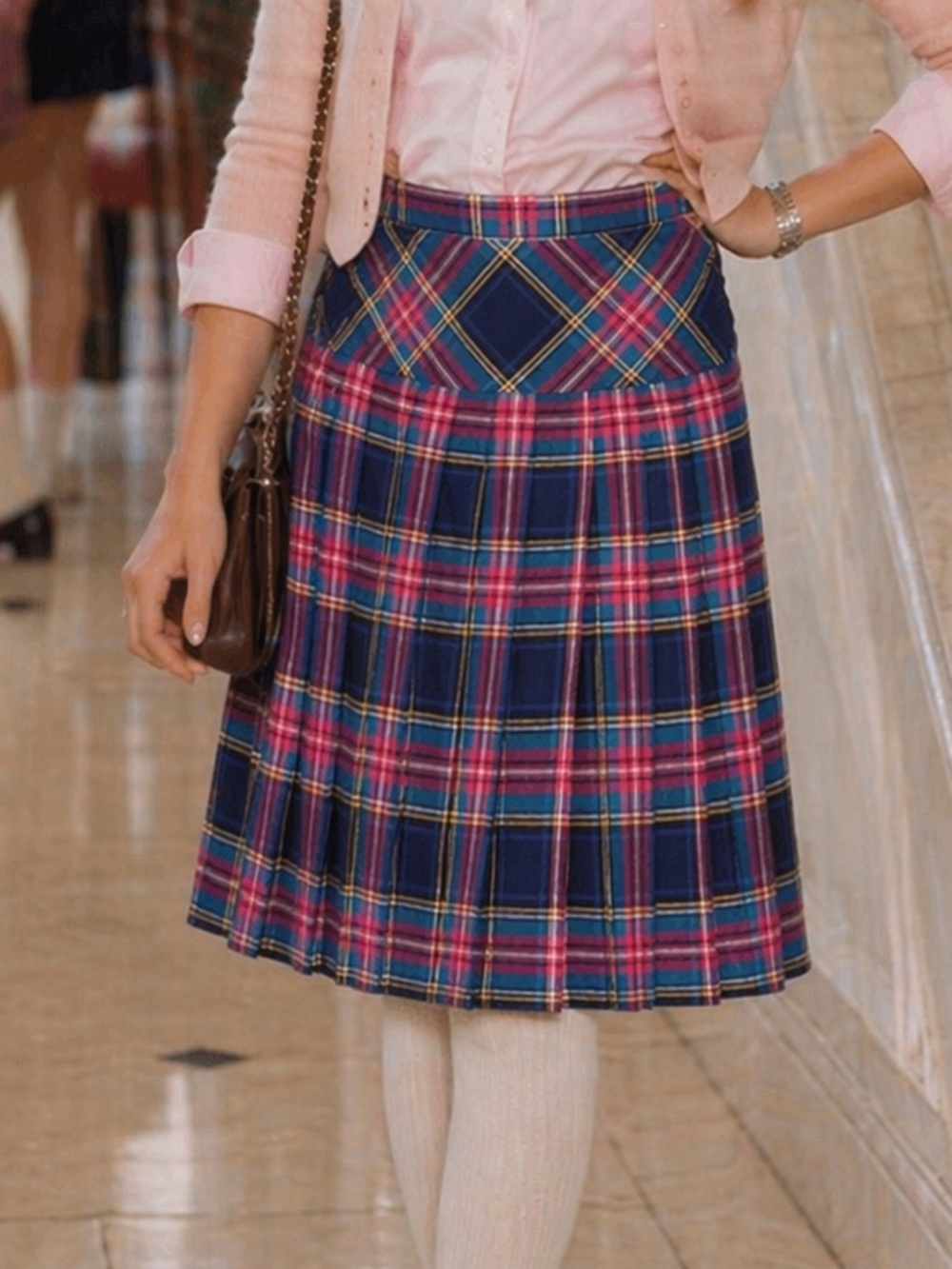 Vintage St. Michael Plaid Pleated Skirt Preppy Clueless Y2K Size 14